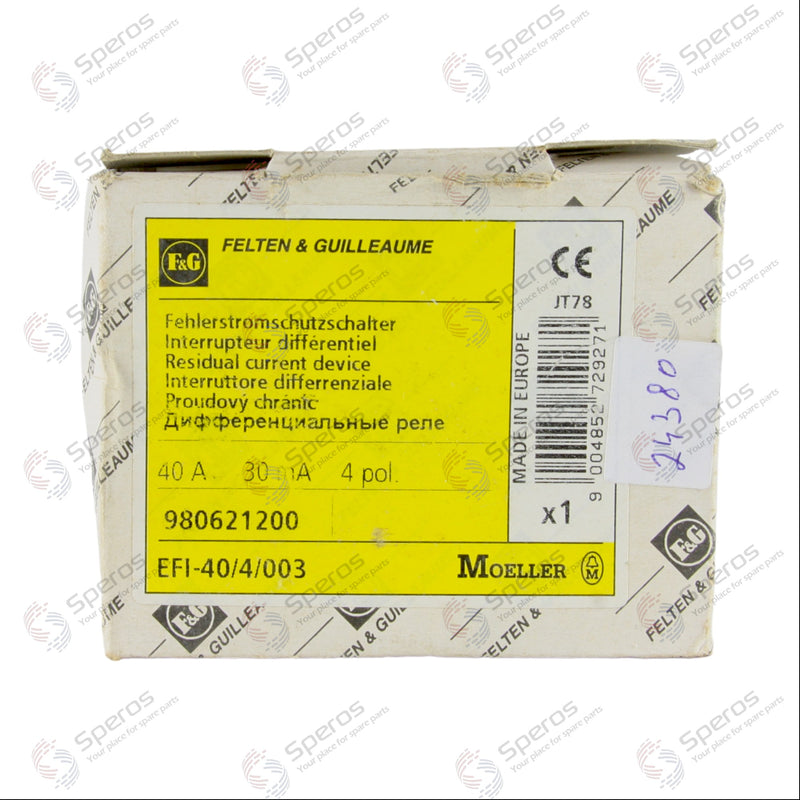 *New* F&G Residual Current Circuit Breaker Rccb Fi Breaker EFI-40/4/003 40A