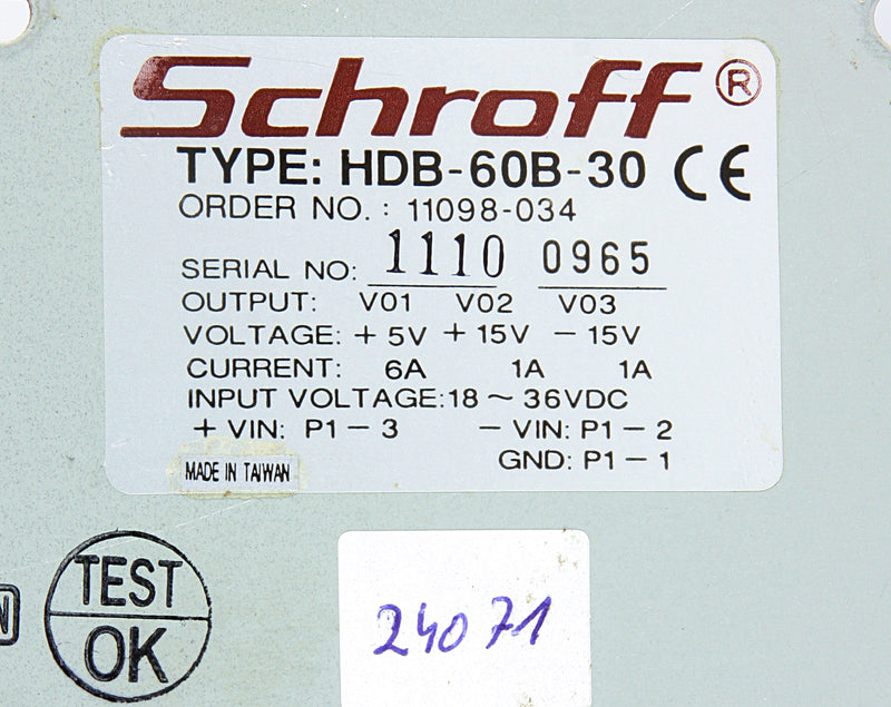 Schroff Power Supply HDB-60B-30