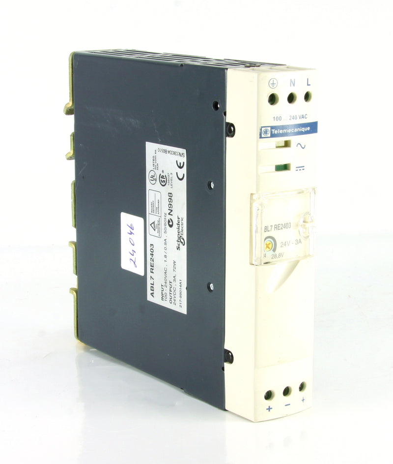 Telemecanique Power Supply ABL7 RE2403 Input: 100-240VAC Output: 24-28.8VDC 3A