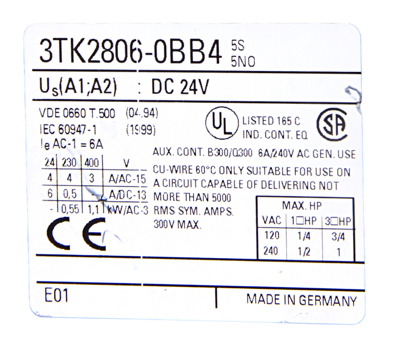 Siemens Safety Relay 3TK2806-0BB4