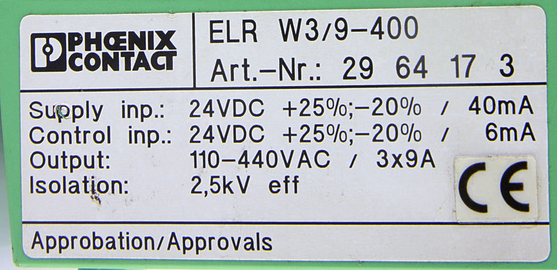 Phoenix Contact Reversing Load Relay ELR W3/9-400 2964173