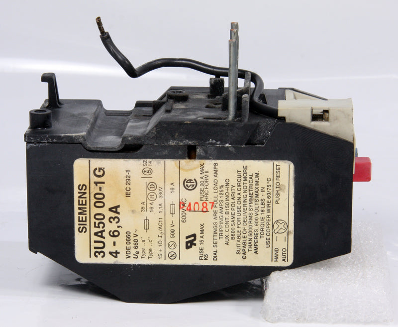 Siemens Overload Relay 3UA50 00-1G 3UA5000-1G 4-6.3A