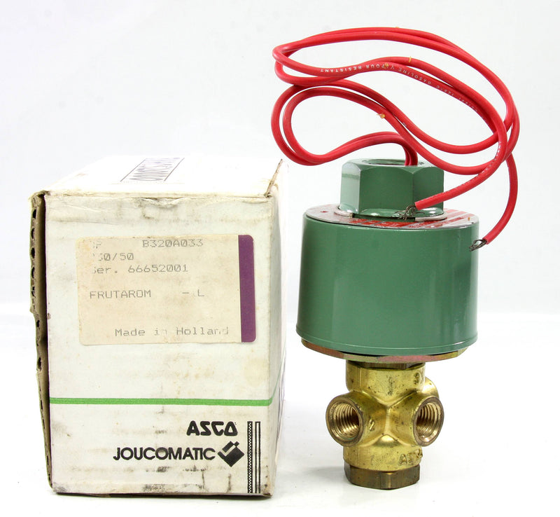 *New* Asco Air / Water / Oil 3-Way Solenoid Valve 1/4'' EF B320A033 110V AC