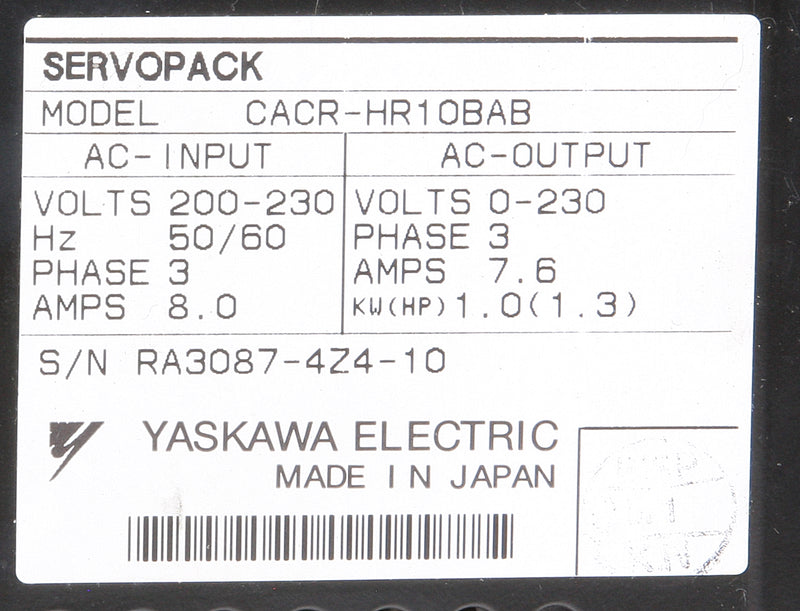 Yaskawa Electric CACR-HR10BAB Servopack