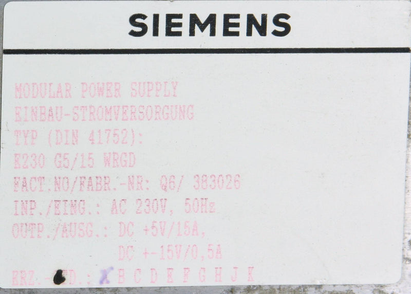 Siemens 6 EW 1861-3AB C98043A1313-L3 E230 G5/15 WRGD