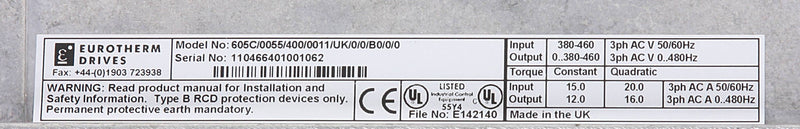 Eurotherm Drives 605C/0055/400/0011/UK/0/0/B0/0/0