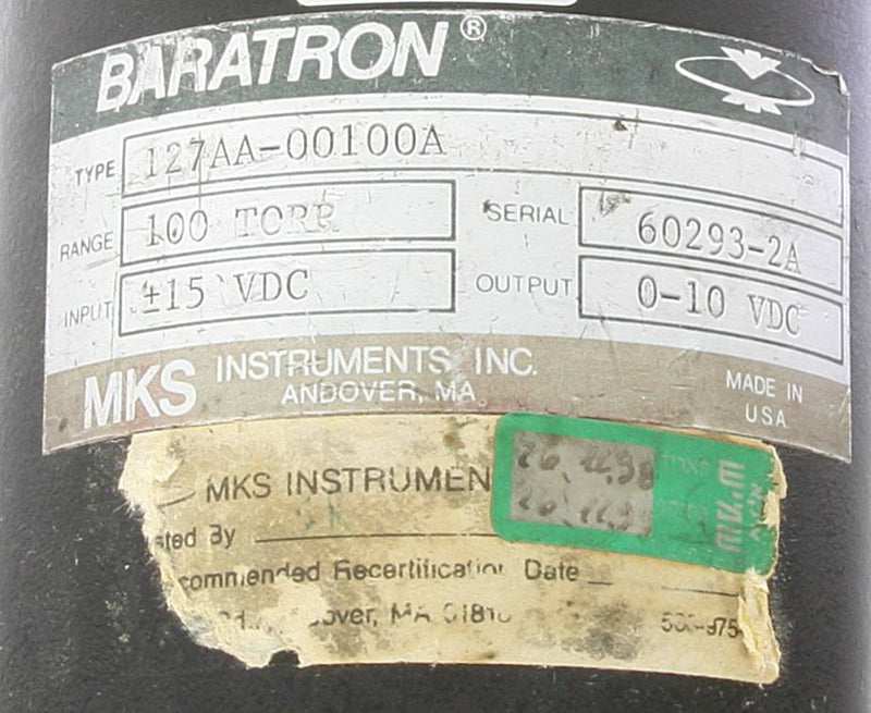 Baratron 127AA-00100A Type 127 Pressure Transducer